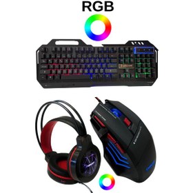 Resim Snrelk Sencrom RGB Gaming Klavye - Mouse - Kulaklık Full Oyuncu Klavye Set 