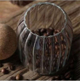 Resim Morponi 3'lü Mantar Kapaklı Çizgili Cam Kavanoz 500 Ml Şeffaf 