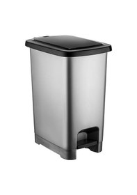 Resim Omnipazar SY4282 Slim Pedallı Plastik Siyah Kapak Çöp Kovası 25 L Gri 