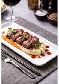 Resim Dikdörtgen Servis Tabağı Seti, 6'lı Set, Modern Ve Minimal Tasarım, Meze, Sushi Ve Et Sunumları İçin İdeal Açık Gri 