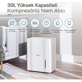 Resim 30l/gün Akıllı Nem Alma Cihazı Wi-fi, Uygulama, Sürekli Tahliye Ve Otomatik Nem Sensörü 