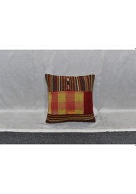 Resim Zehra Abla Halı Yeni El Dokuma Patchwork Kırkyama Dekoratif Kilim Kırlent Yastık Kılıfı 6489 Çok Renkli 