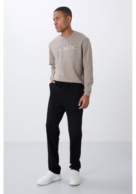 Resim Tommy Life Siyah Bağcıklı Cepli Standart Kalıp Klasik Paça Erkek Eşofman Alt - 84682 Siyah 