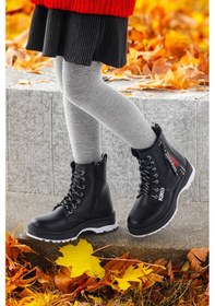 Resim Kiko Kids Fermuarlı Termo Taban Kız Çocuk Bot 623 Cilt Siyah 