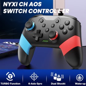 Resim VOYEE 6 Eksenli Kablosuz Oyun Kumandası, Gömülü Titreşim & Programlanabilir Düğmeler - Switch, Switch Lite OLED & Pro için 