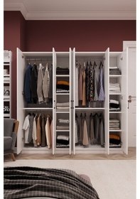 Resim %100 Mdflam 6 Kapaklı 180cm Gardrop G-06 G-06 Beyaz 