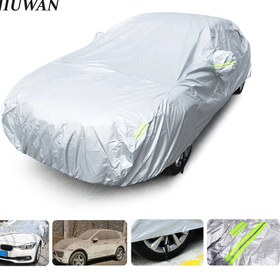 Resim Jiuwan Araba Örtüsü - Sedanlar & SUV'lar için UV, Güneş ve Toz Koruma, Hafif Polyester Malzeme, İç/Dış Mekan Kullanımı, Saklama Çantası Dahil, Çizikleri, Solmaları ve Kirleticileri Önler 