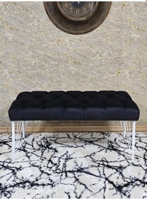 Resim Zafir Beyaz Boyalı Tel Ayaklı 90 Cm Puf Bench - Puf - Bench - Kasalı Oturak - Oturak - Yatak Ucu Puf Siyah 