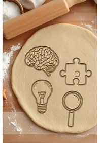 Resim Zeki Çocuk Seti Kurabiye Kalıbı, Hamur Şekillendirici, Bisküvi Kalıbı, Kolay Kesim Ucu Beyaz 