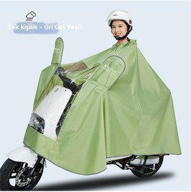 Resim Elektrikli Scooter Ve Motosiklet İçin Kadın Erkek Tek/çift Kişilik Uzun Yağmurluk Parka, Fırtına Geçirmez Sürüş Ponçosu Bej 