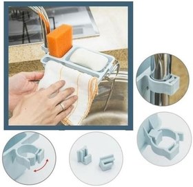 Resim Musluğa Takılan Sünger Havlu Askılı Sabun Hazneli mutfak Banyo Lavabo Düzenleyici Organizer 