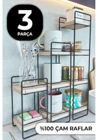 Resim Bino Bino Duvar Rafı 3 Lü Mini Set Doğal Ahşap Yatak Odası Dekoratif S 