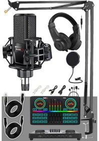 Resim Midex Mx-2020 Effective Set Efektli Ses Kartı Mikrofon Kulaklık Stand Kayıt Canlı Yayın Seti Pc Ve Telefon 