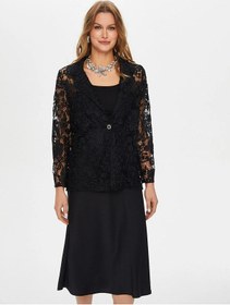 Resim Faik Sönmez Dantel Kadın Blazer Ceket Us26ckt046 Siyah 