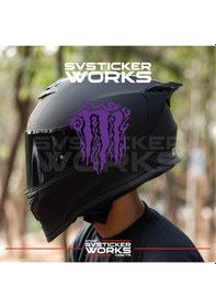 Resim Monster Kask Sticker Tüm Kasklar Uyumlu Tek Yön 1 Adet Mor 
