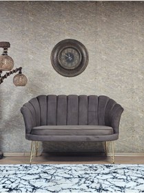 Resim ZAFİR İkili İstiridye Gold Kaplama Telli Ayak Çay Seti Koltuk Tekli Berjer , İkili Berjer Koltuk 