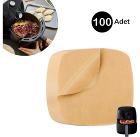 Resim TeknoKapsül 100 Adet Air Fryer Pişirme Kağıdı Tek Kullanımlık Su Geçirmez Yapışmaz Deliksiz Düz Kare Model 