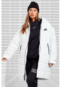 Resim Nike Therma Fit Repel Synthetic Fill Parka Kadın Uzun Midi Kapüşonlu Mont Beyaz 