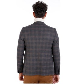 Resim 2 Düğmeli Kareli Füme Gri Erkek Ceket - Wessi Füme 