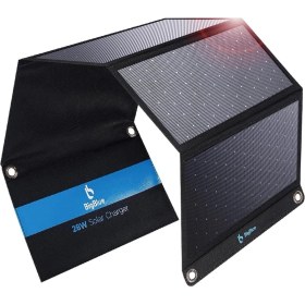 Resim 28W Katlanabilir Güneş Paneli Şarj Cihazı, 3 Usb, Su Geçirmez, Kamp ve Açık Hava Için 