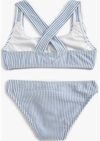 Resim Koton Çizgili Bikini Takımı Çapraz Askılı Mavi Çizgili 4skg00004mm Mavi 