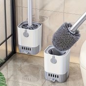 Resim Uzun Saplı Duvara Monte Tuvalet Fırçası Seti - Esnek, Kolay Banyo Temizliği için Ölü Köşe Tasarımı 