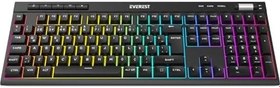 Resim Everest KB-68 Shin Siyah Aydınlatmalı Rainbow Q Membrane Gaming Oyuncu Klavye 