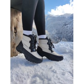 Resim Çiğdem Kundura Su ve Kar Geçirmez Krem Renk Unisex Kar Botu 38 Kısabağlı Tasarım 