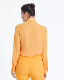 Resim Serpil Exclusive Kadın Taş Detaylı Gömlek Şık Düğme Ve Yaka İşlemeli Orange 