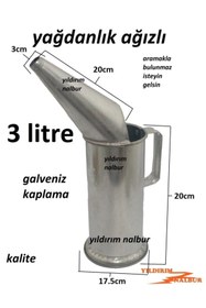 Resim Yıldırım Yağdanlık 3 Litrelik Ağızlı Ağızlı Duble Büyük Boylu Aktarma Kabı Hunili Metal Galveniz 