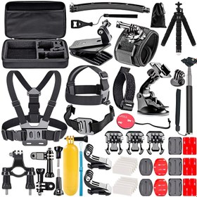 Resim 50 parça spor kamera aksesuar seti hero11/10/9 için DJI Osmo ile uyumlu, baş bandı, göğüs kayışı, selfie çubuğu vb., ücretsiz kombinasyon kiti 