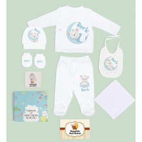 Resim Bk Kids Kişiye Özel Beyaz Hastane Çıkışı, Anne-Bebek Günlüğü, Yeni Doğan Bebek Giyim Hediyesi, 9 Parça Bebek Hediye Seti-3 
