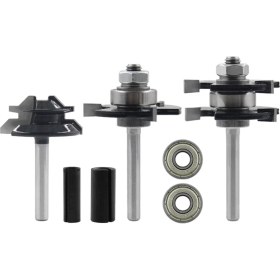 Resim Harmonyha 7pcs Ahşap Freze Kesici 45 Derek Tenon Kesici Jigsaw 3-Dot Tip Tip Gravür Makinesi Ahşap Kesici (Yurt Dışından) 