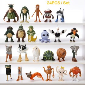 Resim 24 Parça Tungtong Sahur İtalyan Fantastik Hayvan Karakter Heykel Seti - Şaşırtıcı Çizgili PVC Koleksiyon Figürleri, iletişimli Göz ve Pozlar, Oyun Odas Dekoru için Canlı Renk 