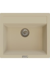 Resim Polex Cristalüx Granit Evye P-08 Bej Tezgah Altı Ve Tezgah Üstü Kare Mutfak Evyesi 55.5x50 CM 