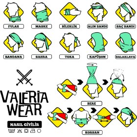 Resim VAV Wear Desenli Motorcu Boyunluğu Baf Bandana Saç Bandı 