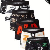 Resim Şık Nefes Alabilen Erkek Boxer Külotlar - Yumuşak, Esnek Polyester-Elastan Karışımı, Geometrik ve Popüler Kültür Desenleri, Spor ve Günlük Kullanım İçin İdeal 