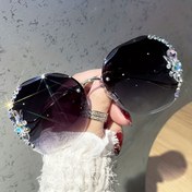 Resim Kadınlar için şık parlayan kristal bardaklar - Çerçevesiz, gradyan lensler, metal çerçeveli, şık dekoratif gözlükler, moda aksesuarı|Parlayan kristal tasarım|Çerçevesiz moda 