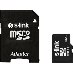 Resim S-link Sl-tf264 64 Gb Class10 Adaptörlü Micro Sd Kart Bellek 