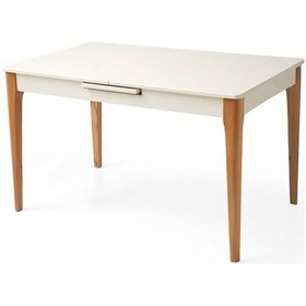 Resim Zrf Ortadan Açılır Büyüyen Yemek Masası Natural 80x130cm Beyaz Beyaz 
