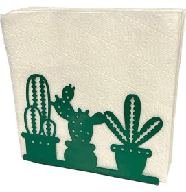 Resim Decorelax Kaktüs Temalı Yeşil Metal Peçetelik 