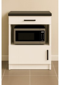 Resim Dora Çok Amaçlı Dolap - Mikrodalga - Erzak - Mutfak - Kiler Dolabı - 60 Cm Beyaz - Antrasit 