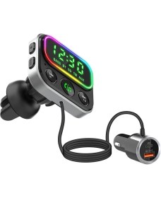 Resim Özgürce Rgb Bluetooth Fm Transmitter, Çift Usb, Hızlı Şarj, Geniş LED Ekran 