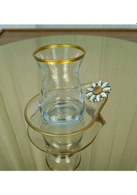 Resim Çnr Home Collection Özel Seri Yaldizli Papatya Detayli 6'lı Çay Seti Gold 