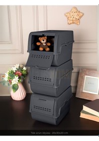 Resim 3'lü Set Organizer Erzak Kutusu Bpa Free Saklama Kutusu Soğanlık Sebzelik Sepet Antrasit 8 Lt X 3 Antrasit 