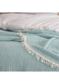 Resim 4 Katlı Müslin Pike Çift Kişilik I Battal Boy %100 Pamuklu, Nefes Alabilir, Yumuşak Dokulu Dört Mevsim Kullanım 240x260 Cm Mint 