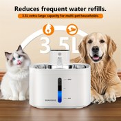 Resim Kablosuz Şarjlı Kedi Su Çeşmesi, Kızılötesi Hareket Sensörlü Evcil Hayvan Su Dağıtıcısı, Şarj Edilebilir Pil, 60 Gün Uzun Pil Ömrü, 3.5L/118oz, Su Seviyesi İzleme Penceresi ile 