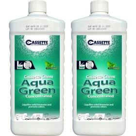 Resim Cassette Karavan Tekne Tuvalet Kimyasalı Aqua Green Concentrated Portatif ve Kasetli Tuvalet Atık Parçalayıcı Koku Giderici 2'li Avantajlı Paket 