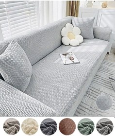 Resim StarMall Tuğla Desen Koltuk Örtüsü Çekyat Kılıfı 3Lü Bir Adet AÇIK GRİ 