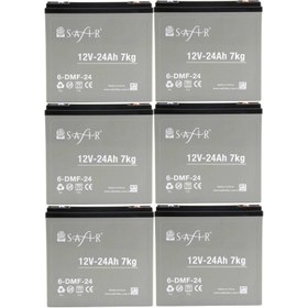 Resim Safir 12 V - 24 Ah Grafen Jel Akü 6'lı Set Elektrikli Bisiklet Aküsü 